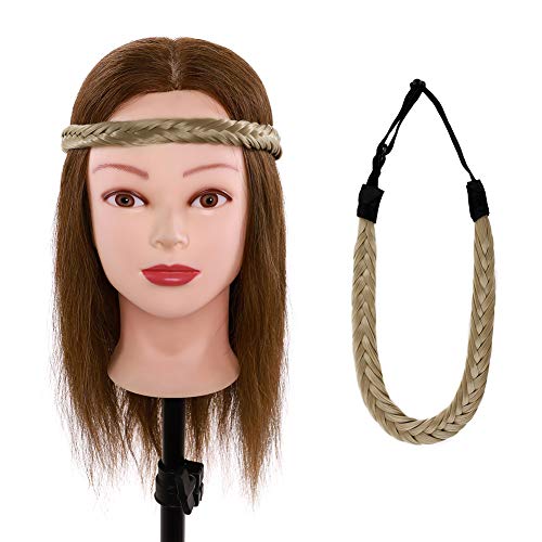 Pelo de cola de pez trenzado diadema trenzas clásico apretado real trenzado diademas elástico estiramiento sintético postizo mujeres niñas belleza accesorio 35g rubio ceniza