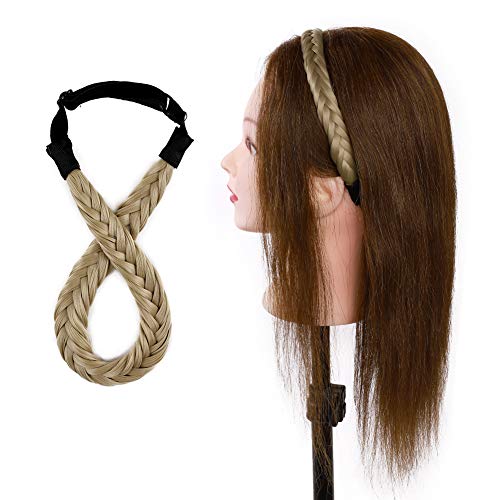 Pelo de cola de pez trenzado diadema trenzas clásico apretado real trenzado diademas elástico estiramiento sintético postizo mujeres niñas belleza accesorio 35g rubio ceniza