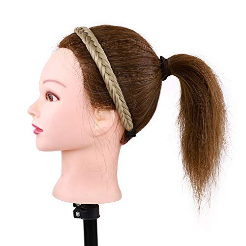 Pelo de cola de pez trenzado diadema trenzas clásico apretado real trenzado diademas elástico estiramiento sintético postizo mujeres niñas belleza accesorio 35g rubio ceniza