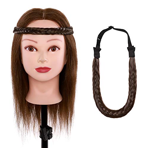 Pelo de cola de pez Trenzas Diadema Trenzas Clásico Ajustado Diademas trenzadas reales Estiramiento elástico Peluquería sintética Mujeres Niñas Accesorio de belleza 35g Marrón ceniza/Arena oscura