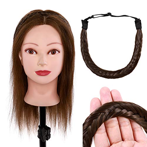 Pelo de cola de pez Trenzas Diadema Trenzas Clásico Ajustado Diademas trenzadas reales Estiramiento elástico Peluquería sintética Mujeres Niñas Accesorio de belleza 35g Marrón ceniza/Arena oscura