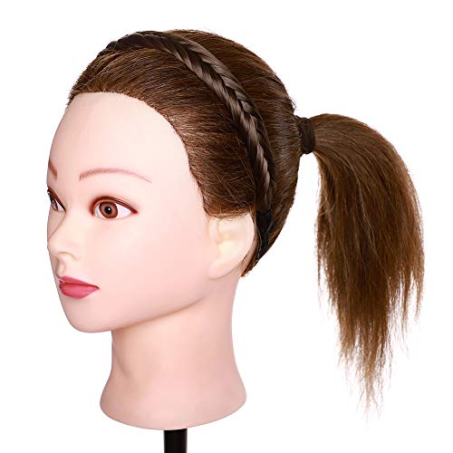 Pelo de cola de pez Trenzas Diadema Trenzas Clásico Ajustado Diademas trenzadas reales Estiramiento elástico Peluquería sintética Mujeres Niñas Accesorio de belleza 35g Marrón ceniza/Arena oscura