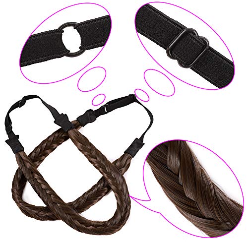 Pelo de cola de pez Trenzas Diadema Trenzas Clásico Ajustado Diademas trenzadas reales Estiramiento elástico Peluquería sintética Mujeres Niñas Accesorio de belleza 35g Marrón ceniza/Arena oscura