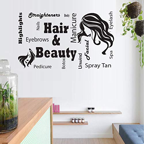 Pelo y belleza vinilo pegatinas de pared pedicura pestañas cejas tatuajes de pared extraíble salón pared ventana decoración arte pared cartel 70x42cm