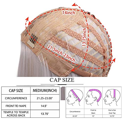 Peluca de pelo largo y liso sedosa recta en parte media de fibra sintética peluca de fiesta de Halloween, cosplay para mujeres y niñas con flequillo natural (mitad blanca/mitad negra,22 pulgadas)