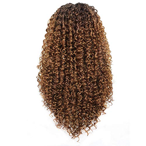 Peluca rubia larga pelucas lace front pelucas pelo natural rizado realistas sinteticas para mujer marrón a rubia 20 inch