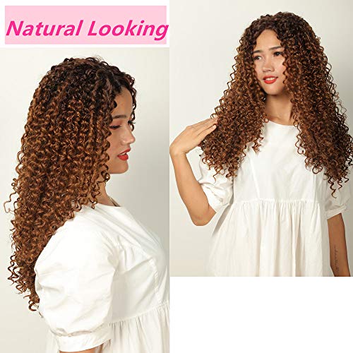 Peluca rubia larga pelucas lace front pelucas pelo natural rizado realistas sinteticas para mujer marrón a rubia 20 inch