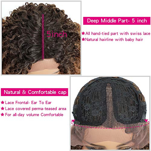 Peluca rubia larga pelucas lace front pelucas pelo natural rizado realistas sinteticas para mujer marrón a rubia 20 inch