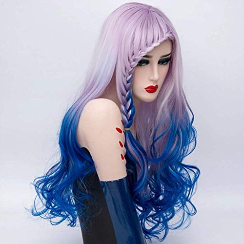 Peluca Wonepic Peluca de pelo rizado ondulado de longitud completa,Festival de música,Fiesta temática,Boda,Concierto,Citas,Juego de roles,Peluca resistente al calor 27.5 pulgadas