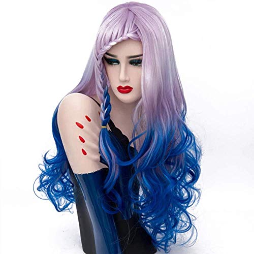Peluca Wonepic Peluca de pelo rizado ondulado de longitud completa,Festival de música,Fiesta temática,Boda,Concierto,Citas,Juego de roles,Peluca resistente al calor 27.5 pulgadas