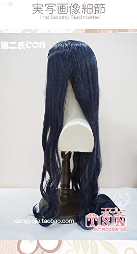 Pelucas de Cosplay Anime Feather Tune Blue Phoenix Crowned Dove Punto medio Azul Negro Volumen Royal Department Cosplay Peluca E64