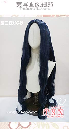 Pelucas de Cosplay Anime Feather Tune Blue Phoenix Crowned Dove Punto medio Azul Negro Volumen Royal Department Cosplay Peluca E64