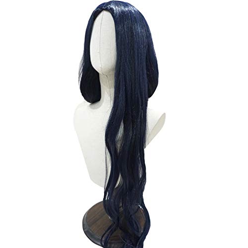 Pelucas de Cosplay Anime Feather Tune Blue Phoenix Crowned Dove Punto medio Azul Negro Volumen Royal Department Cosplay Peluca E64