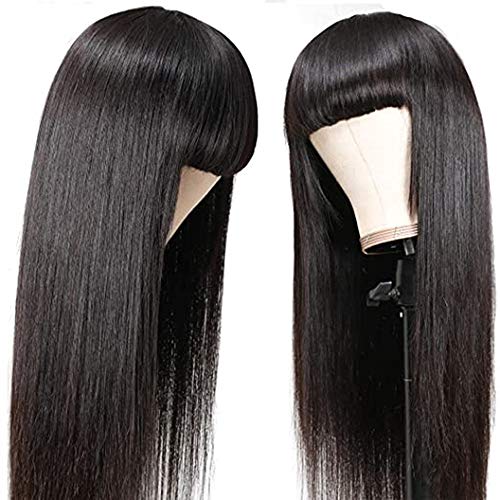 Pelucas humanas pelucas mujer pelo natural humano pelucas largas lisas human hair wigs straight pelucas de pelo humano remy 150% density pelucas con flequillo 18 inch