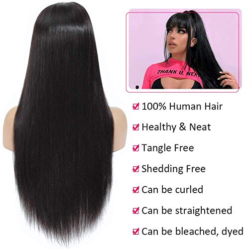 Pelucas humanas pelucas mujer pelo natural humano pelucas largas lisas human hair wigs straight pelucas de pelo humano remy 150% density pelucas con flequillo 18 inch