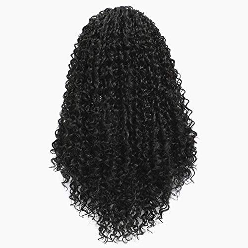 Pelucas lace front peluca pelo natural rizado realistas sinteticas peluca mujer negra larga 20 inch