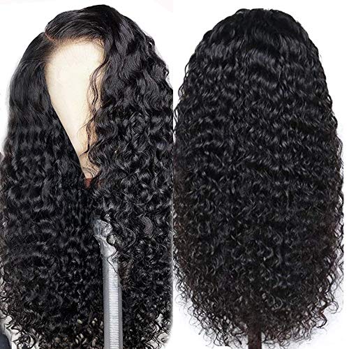 Pelucas parte media lace front wigs curly pelucas mujer pelo natural humano largo peluca rizada 100% mujer onduladas pelucas de pelo humano remy 150% densidad 20 inch