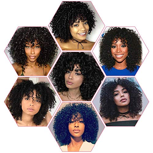 Pelucas sintéticas del pelo rizado afro para la mujer negra Peluca rizada corta del calor del pelo negro fría