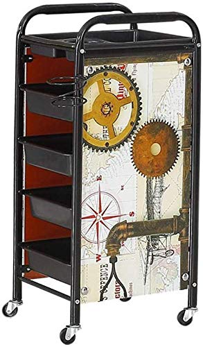 Peluquería Carro de Bronce Engranaje Retro Carrito de Almacenamiento Titular 5 Niveles for Colorear de Belleza Secador de Pelo Salón con 4 Cajones for Coche de la Herramienta Elise