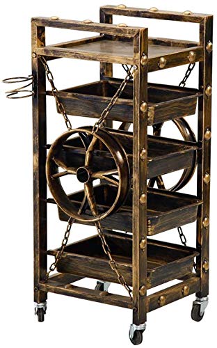 Peluquería Carro de Bronce SPA Anillo de 5 Niveles de Almacenamiento de la Compra Holder for Colorear Salón de Belleza Secador de Pelo con 4 cajones for Coches Retro Herramienta Elise