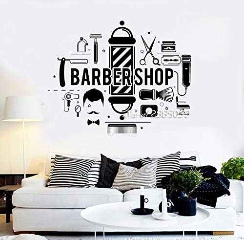 Peluquería Peluquería Estilista Pegatinas de Pared Barbero E-co Vinilo amistoso Tatuajes de Pared Diseño Creativo Carteles 3D S74x96cm