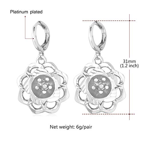 Pendientes de metal de dos capas de seis flores, pendientes huecos, pendientes salvajes, acero