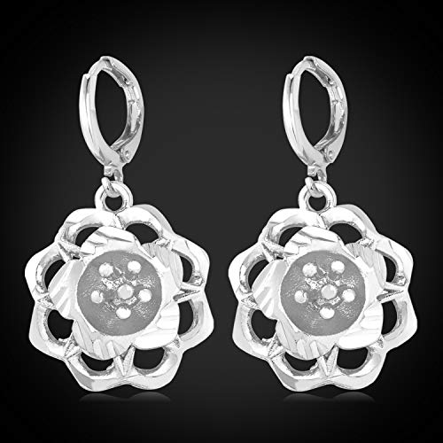 Pendientes de metal de dos capas de seis flores, pendientes huecos, pendientes salvajes, acero