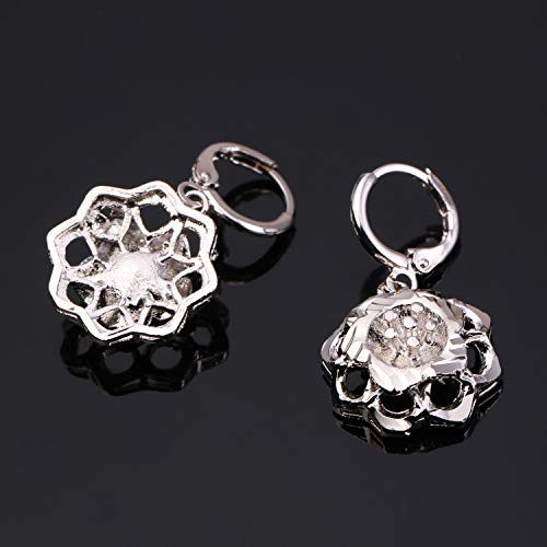 Pendientes de metal de dos capas de seis flores, pendientes huecos, pendientes salvajes, acero