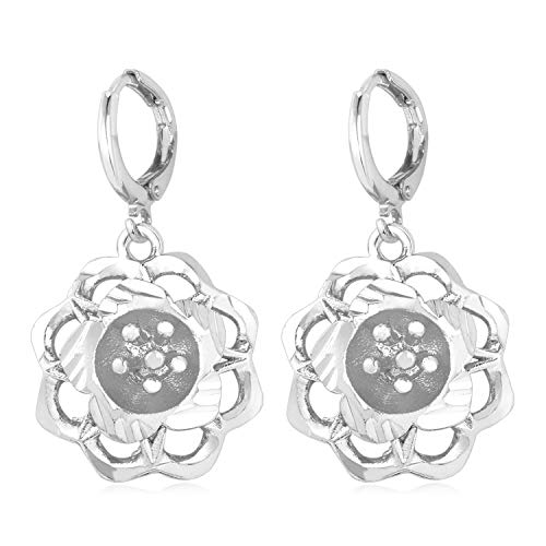 Pendientes de metal de dos capas de seis flores, pendientes huecos, pendientes salvajes, acero