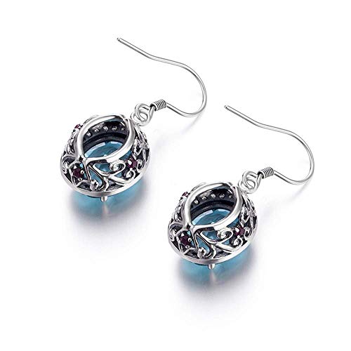 Pendientes de plata de ley 925 maciza, hechos a mano, con piedra natal de marzo, ghf, lwp, ghf y ghf