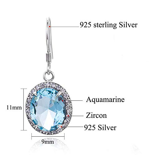 Pendientes de plata de ley 925 maciza, hechos a mano, con piedra natal de marzo, ghf, lwp, ghf y ghf