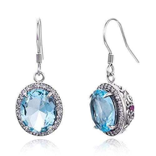 Pendientes de plata de ley 925 maciza, hechos a mano, con piedra natal de marzo, ghf, lwp, ghf y ghf