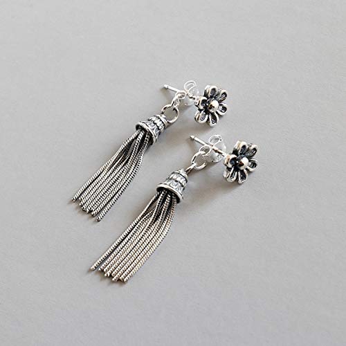 Pendientes Lotus Fun S925 de plata de ley, retro, flores antiguas, borlas, pendientes naturales, creativos y populares, hechos a mano, joyas únicas para mujeres y niñas
