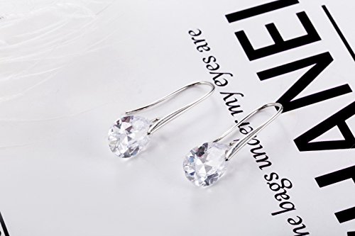 Pendientes Yazilind deslumbrante Ba?ado En Plata l¨¢grima cortada claro c¨²bicos Circonia gancho cuelga la gota mujeres