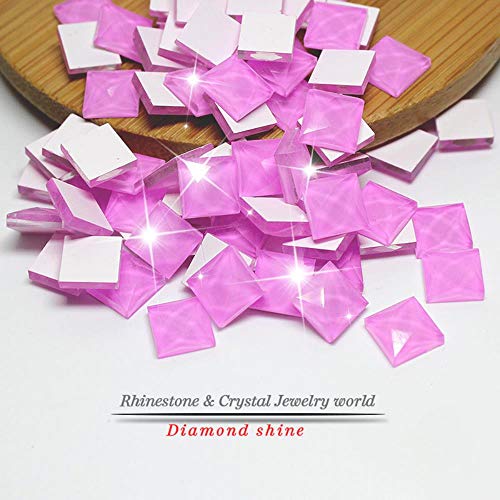 PENVEAT Cristal Multicolor Multicolor Rhinestone Suelto 100 Piezas/Paquete 10 mm Cuadrado Plano Color Caramelo Pegado Botellas de Perfume Pegatinas, gelatina púrpura, 8 mm 100 Piezas