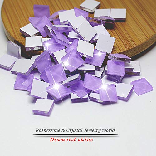 PENVEAT Cristal Multicolor Multicolor Rhinestone Suelto 100 Piezas/Paquete 10 mm Cuadrado Plano Color Caramelo Pegado Botellas de Perfume Pegatinas, gelatina púrpura, 8 mm 100 Piezas