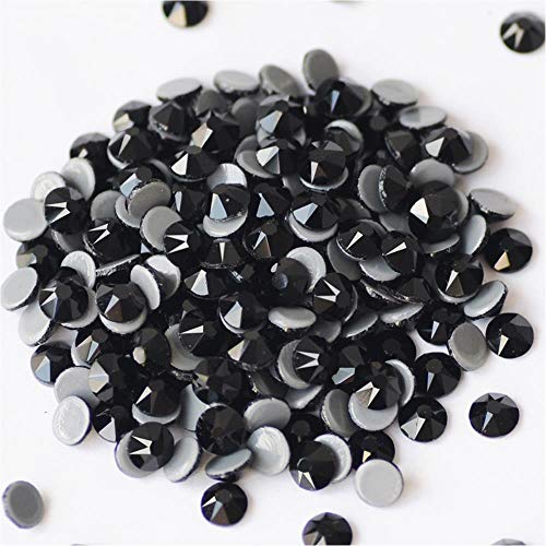 PENVEAT Todos los tamaños Jet Glass Strass DIY Hierro en Hot Fix Flat Back Hotfix Cristales Rhinestones Negros para Vestido, Jet, SS30 288Pcs