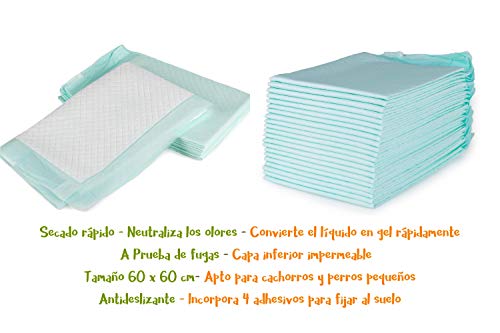 Peppo and Pets -100 empapadores para Entrenar Cachorros - 6 Capas - Súper absorbentes- 60 cm x 60 cm- Secado rápido