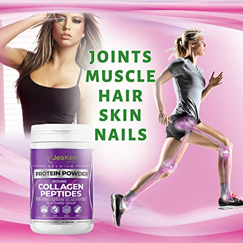 PÉPTIDOS DE COLAGENO HIDROLIZADO EN POLVO - Para la Piel, el Cabello, las Uñas - Salud para Huesos, Articulaciones, Tendones y Digestión - Sin Gluten, Lactosa, Sabor - 400g de Colageno Hidrolizado