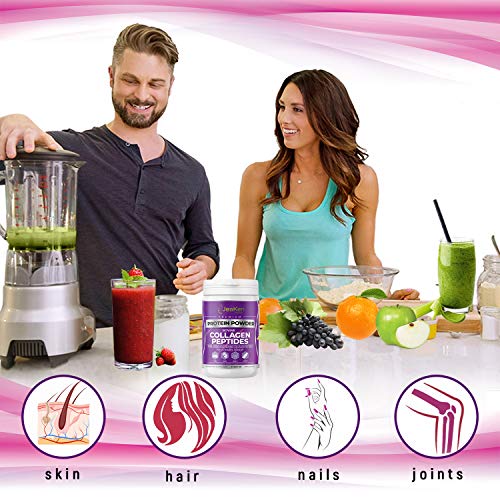 PÉPTIDOS DE COLAGENO HIDROLIZADO EN POLVO - Para la Piel, el Cabello, las Uñas - Salud para Huesos, Articulaciones, Tendones y Digestión - Sin Gluten, Lactosa, Sabor - 400g de Colageno Hidrolizado