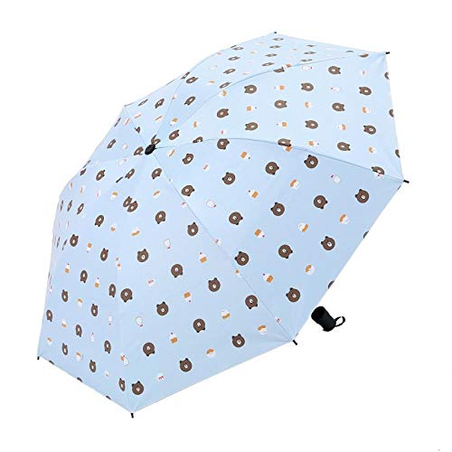 Pequeña hembra fresca, 50 por ciento, paraguas, estudiante, paraguas creativo, plástico, sombrilla de plástico, sombrilla, tres, paraguas plegable, oso azul oso, plástico, protector solar, 1 cm, blan
