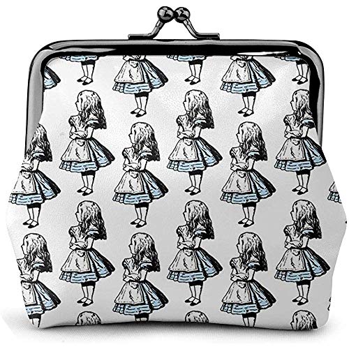 Pequeño Alicia en el país de Las Maravillas Monedero de Cuero Besos Cerradura Bolsa de Cambio Cierre de Cierre Vintage Hebilla Monedero