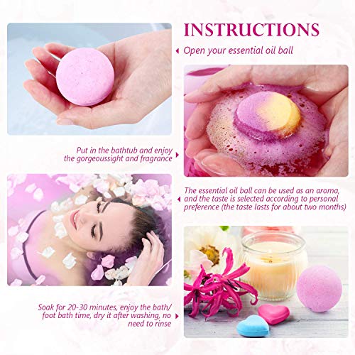 Peradix Bombas de Baño,16 piezas Bolas de Baño con Aceites Esenciales,Spa Baño de Burbujas para Hidratar la Piel Seca Sales de Baño de Bombas de Baño Espuma de Regalo para Mujeres Novias y Niñas