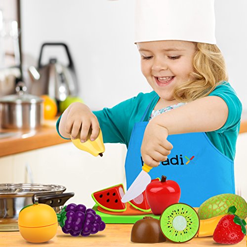 Peradix Corte de Frutas y Alimentos Falsos, Alimentos de Juguetes Cortar Frutas Verduras, Accesorios de Cocina, Temprano Desarrollo Educación Juegos para Niños de 3 o más años