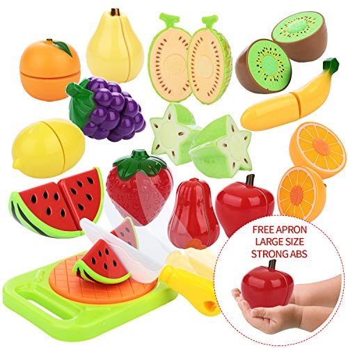 Peradix Corte de Frutas y Alimentos Falsos, Alimentos de Juguetes Cortar Frutas Verduras, Accesorios de Cocina, Temprano Desarrollo Educación Juegos para Niños de 3 o más años