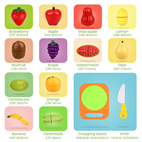 Peradix Corte de Frutas y Alimentos Falsos, Alimentos de Juguetes Cortar Frutas Verduras, Accesorios de Cocina, Temprano Desarrollo Educación Juegos para Niños de 3 o más años