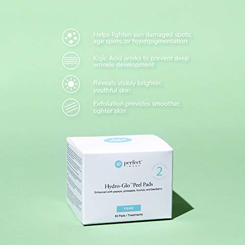 Perfect Image - Discos de exfoliación iluminadores de la piel HYDRO-GLO – enriquecidos con láctico | mandélico | glutatión | ácido kójico | papaya | piña| regaliz | extractos de gayuba