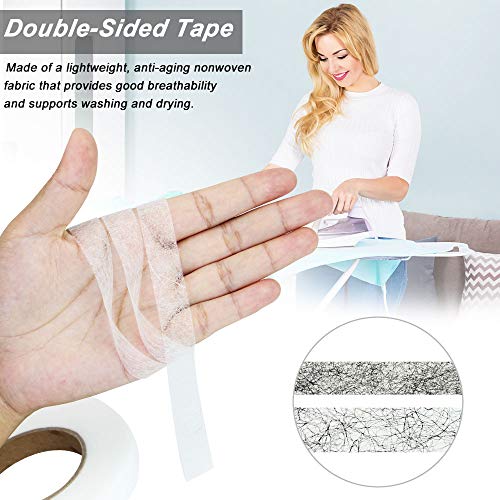 Perfetsell 256m Cintas de Dobladillo 10mm y 15mm Cinta Adhesiva Dobladillo Rápido Cinta Termoadhesiva Cortina Cinta Dobladillo Plancha Pegar Dobladillos para cortinas ropa pantalones Costura(4 Rollos)