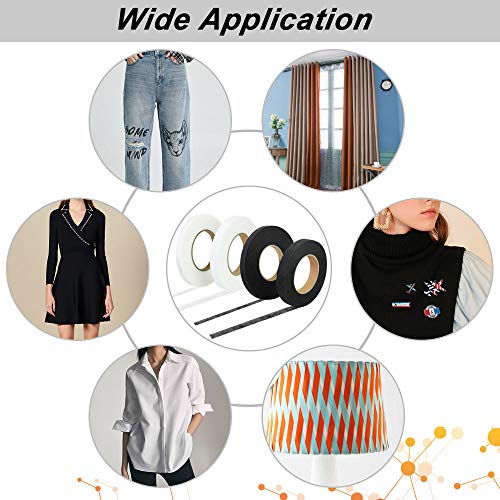 Perfetsell 256m Cintas de Dobladillo 10mm y 15mm Cinta Adhesiva Dobladillo Rápido Cinta Termoadhesiva Cortina Cinta Dobladillo Plancha Pegar Dobladillos para cortinas ropa pantalones Costura(4 Rollos)