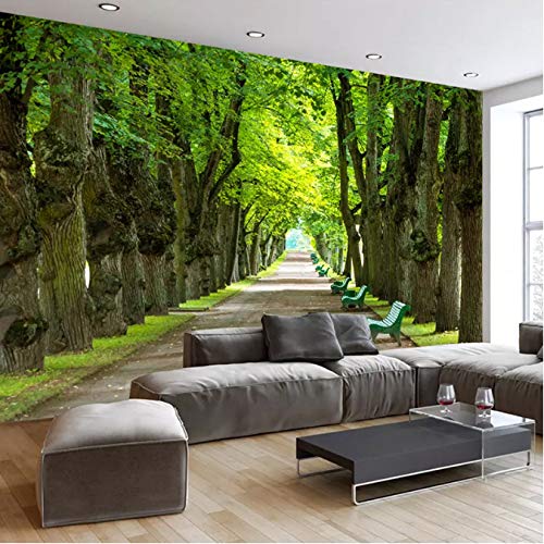 Personalizado Cualquier Tamaño Mural Pintura De Pared Verde Árbol Grande Boulevard 3D Foto Wallpaper Sala De Estar Dormitorio Decoración Mural Paño De Seda 150X105Cm